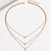 Women Necklace Three-layer Hip Hop Style Adjustable with Extended Length Hollow Chain Round Pendant Lady Clavicle Necklace Neck Jewelry