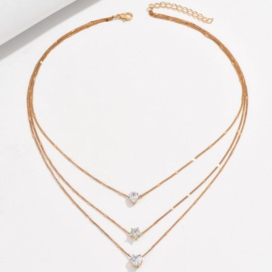 Women Necklace Three-layer Hip Hop Style Adjustable with Extended Length Hollow Chain Round Pendant Lady Clavicle Necklace Neck Jewelry