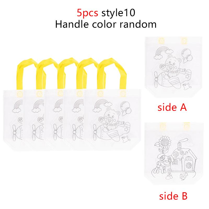 5pcs/set Double Sided Graffiti Bag Non-woven Luggage Shopping Bag Portable Cute Tote Bag School Supplies Student Storage Bag TMZ