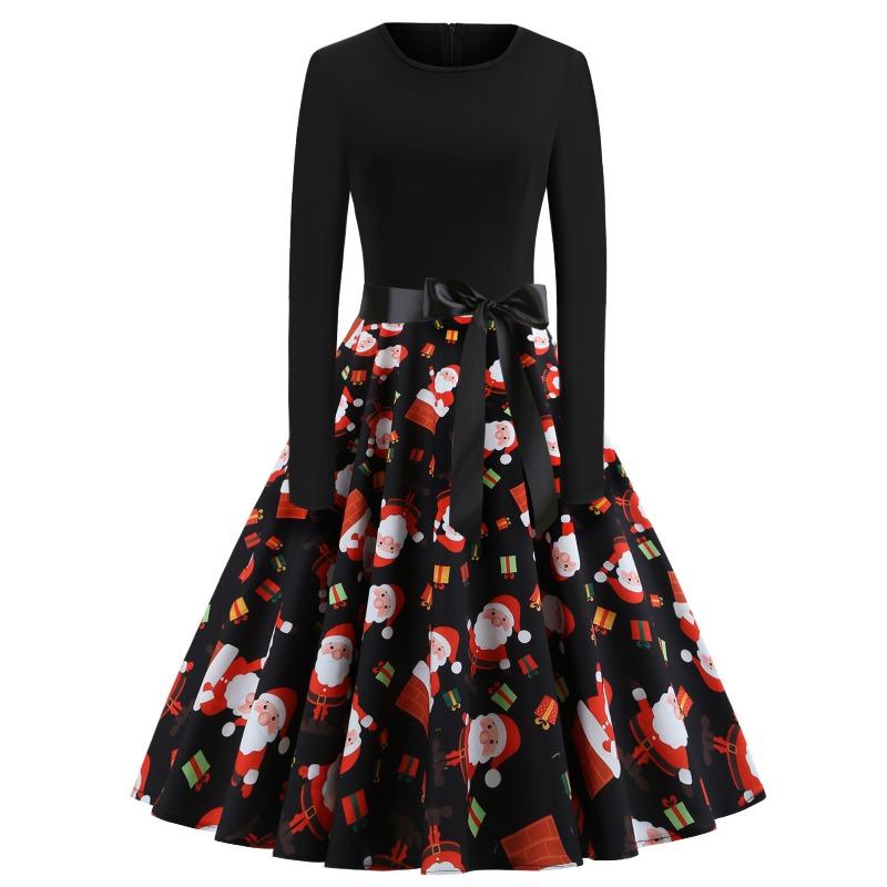 IHUASU Fashion Spring Autumn O-Neck Long Sleeve  Casual Dresses