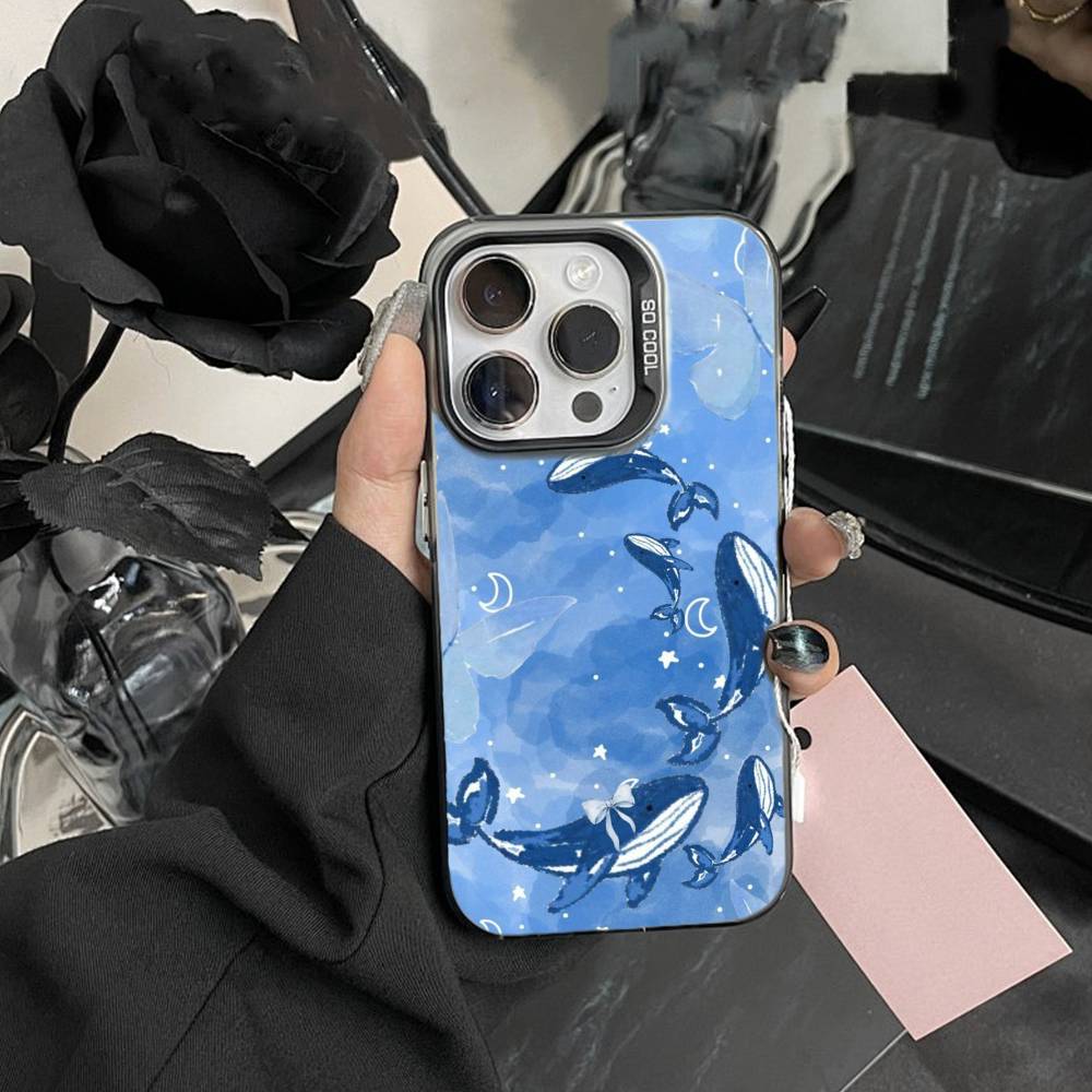 Whale Fall-Art Phone Case For iPhone 17,16,15,14,13,12,Pro MAX Black Matte Shockproof Cover