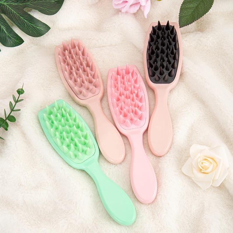 Silicone Shampoo Brush Scalp Massage Brush Hair Washing Comb Long Handle Head Massager Bath Exfoliating Body Scrubber