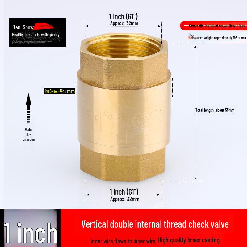 Miedziany zawór zwrotny pionowy i poziomy 4/6 punktów, 1 cal do rur wodnych i grzejników