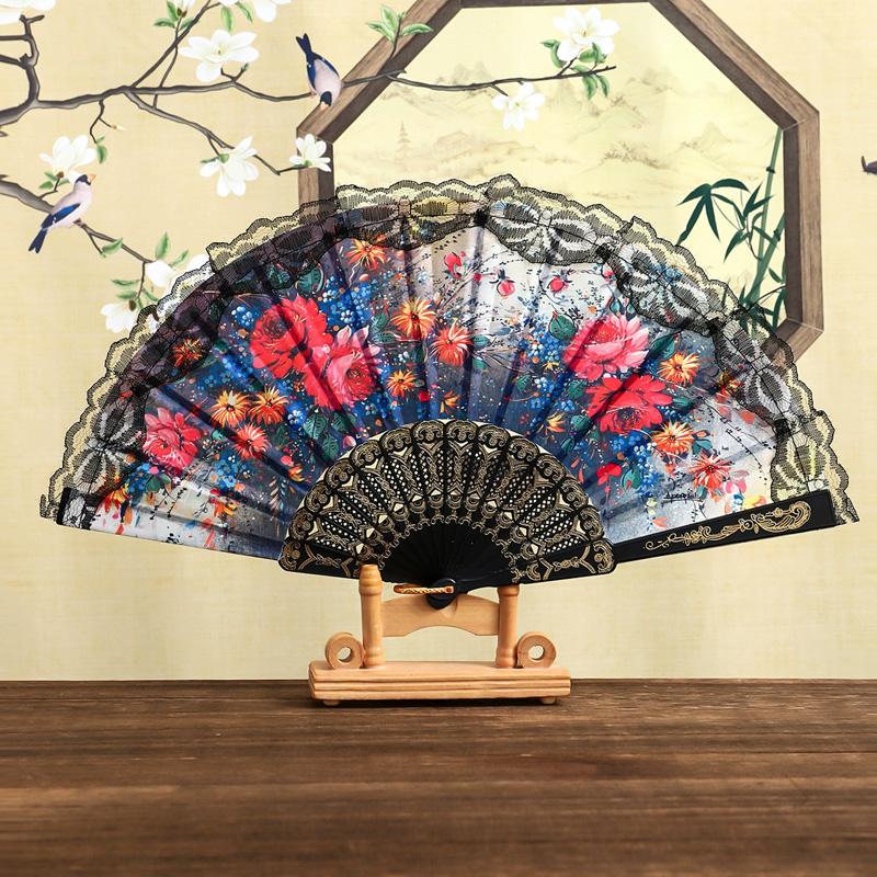 1Pc Plastic Folding Flower Crafts Floral Hand Dancing Spanish Style Wedding Party Decoration Lace Fan