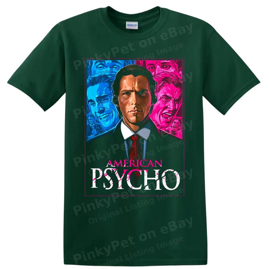 American Psycho Movie T Shirt Neon Horror Portrait Graphic Fan Art Tee Gift