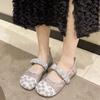 Mary Jane Sandals Summer Breathable Mesh Maternity Shoes Flat Beanie Fisherman Shoes Fairy with Skirt Bag Head Single Shoes