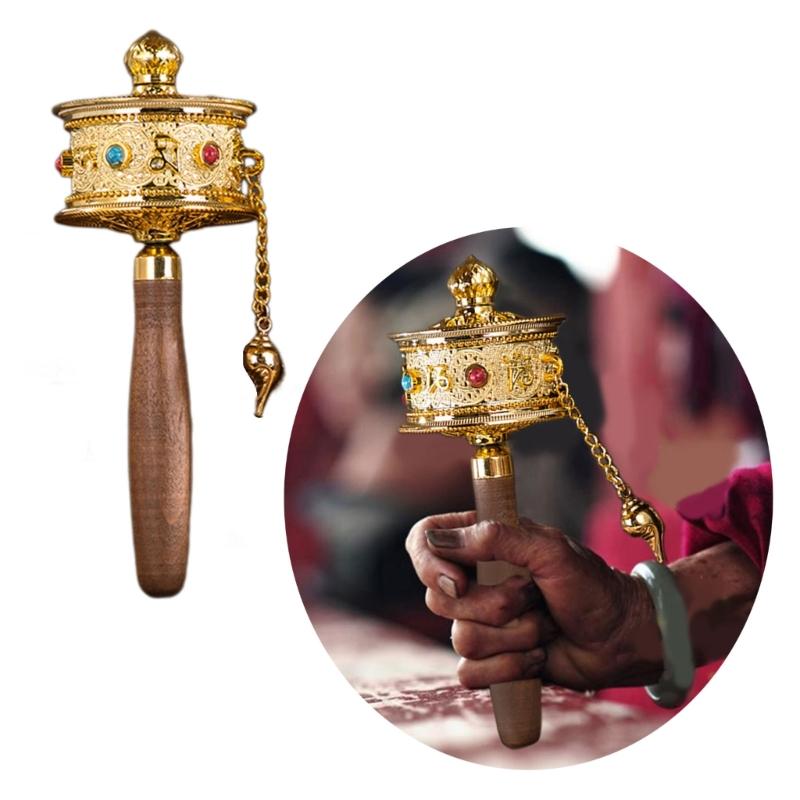 Tibetan Prayer Wheel, Handheld Prayer Wheel Tibetan Buddhisms Six Word Mantras Hand Cranking Buddhist Prayer Wheel