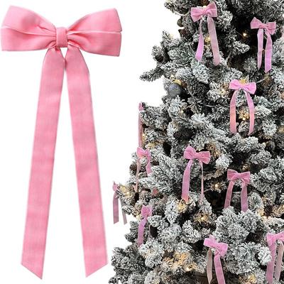10 buc Funde de Pom de Crăciun din Catifea Funde Festive cu Panglică Funde Cadou pentru Coronițe de Sărbători, Decorațiuni Artizanat Rustic DIY Ornamente Agățate