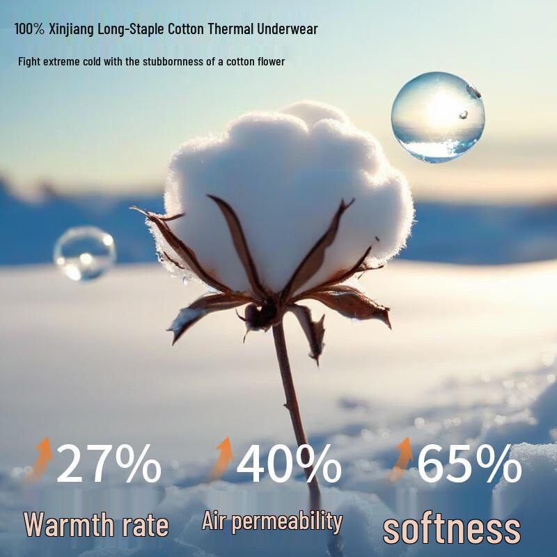 MaoRen Men's 100% Cotton Ultra-Soft Thickened 7A Antibacterial Thermal Underwear Set