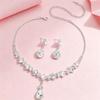 Square Simple Rhinestone Water Drop Jewelry Set, Banquet Wedding Elegant Temperament Accessories Necklace