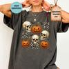 Comfort Colors® Halloween Skull Pumpkin Shirt, Coquette Bow Halloween Tee, Spooky Season T-Shirt