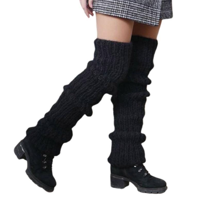 Calze Lunghe da Donna a Coscia Lavorate a Maglia all'Uncinetto Scaldamuscoli Invernali Morbidi e Larghi per la Gamba