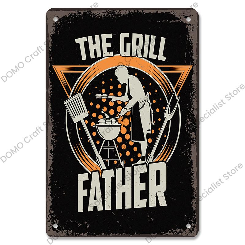 Vintage Barbecue Plaques Metal Tin Signs Grill Meat Steak Sausage Retro Metal Plate Wall Decor BBQ Party Shop Dining Room