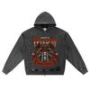 DTG Print Knitted Denim Zip-Up Hoodie Streetwear Brother Print Zipper Hoodies  