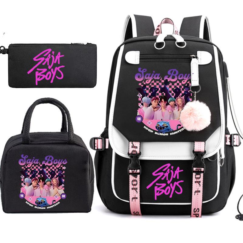 Popular Kpop Witch Hunters Campus Schoolbag Junior High School Student Lunch Bag Three-Piece Set For Men And Women