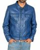 Blue Men's Real Lambskin Leather Shirt Handmade Stylish Casual Party Fashionable