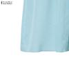 ZANZEA Women Casual Round Neck Loose Long Sleeve Stripe Dress