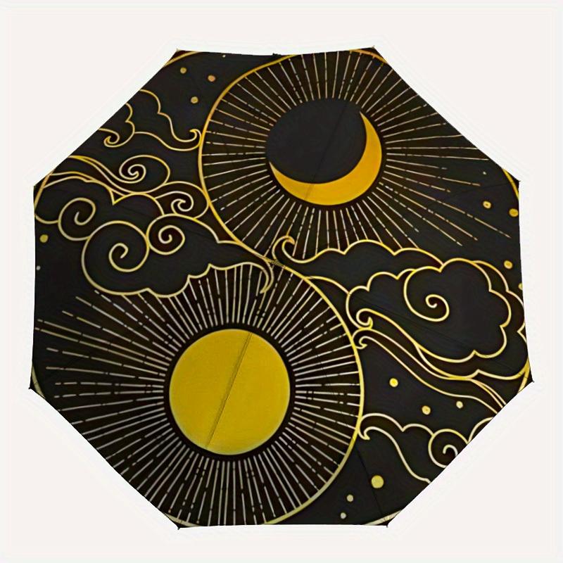 

1pc Sun Moon Auto Open/close, All-Season Portable Folding Umbrella for Women & Men, Travel, Everyday, Formal Events - Compact Luxury Parasol, Outdoor