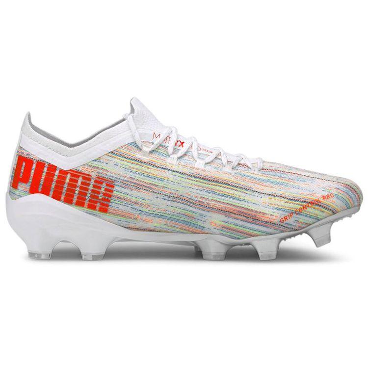 Puma Ultra 1.2 FG AG White Red Blast Men Sneakers Multi-Color Silver 106299-04