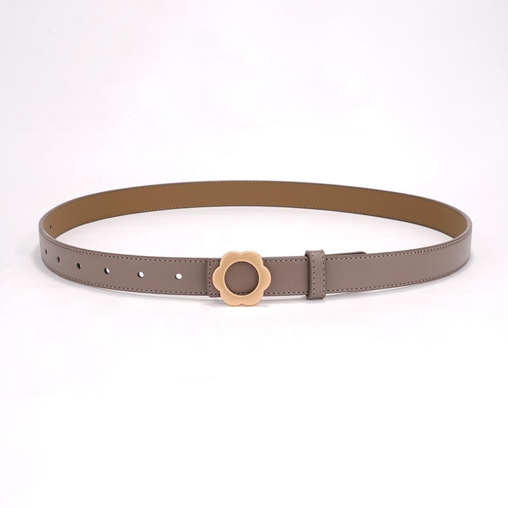 Women's Belt Summer New Flower Buckle Simple and Fashionable Retro with Jeans Black Trendy Student Decorative Belt