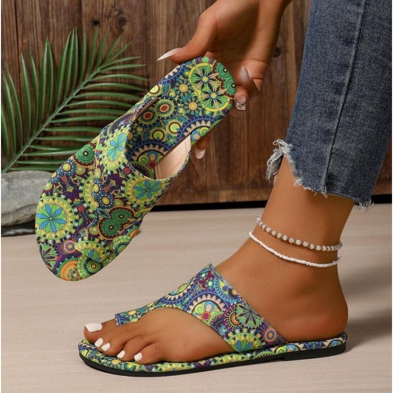 Fashion Summer Women Slippers Bohemian Flower Pattern Sandals Casual Flip Flops Fashion Big Size Slippers Home Slides Women sling shoes