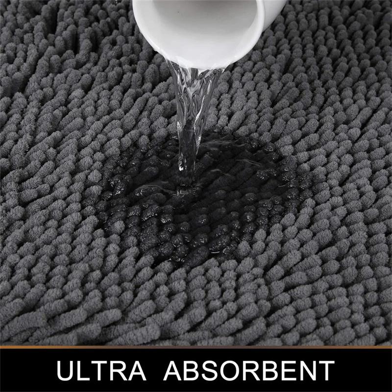 1 PCS Bathroom Rug Mat Non Slip Quick Dry Bath Mats Extra Thick and Super Absorbent Bath Rugs Microfiber Chenille Shower Carpet