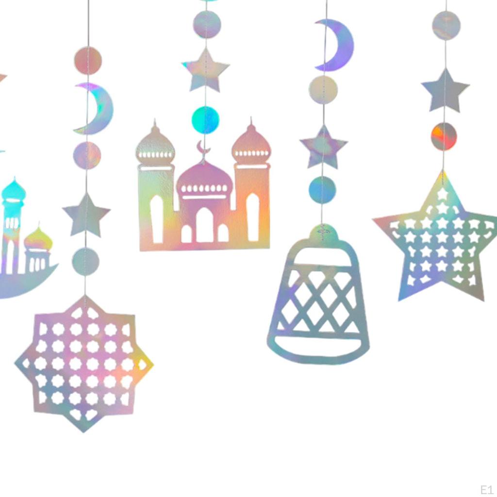 6 Pieces Ramadan Eid Decoration Streamer Hanging Wall Backdrop Mubarak Party