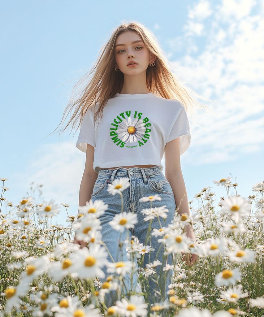 ONEHUNDREDPERCENT FOR WOMAN Ohpxgoodd Simple Beauty Women Crop Short Sleeve Tee