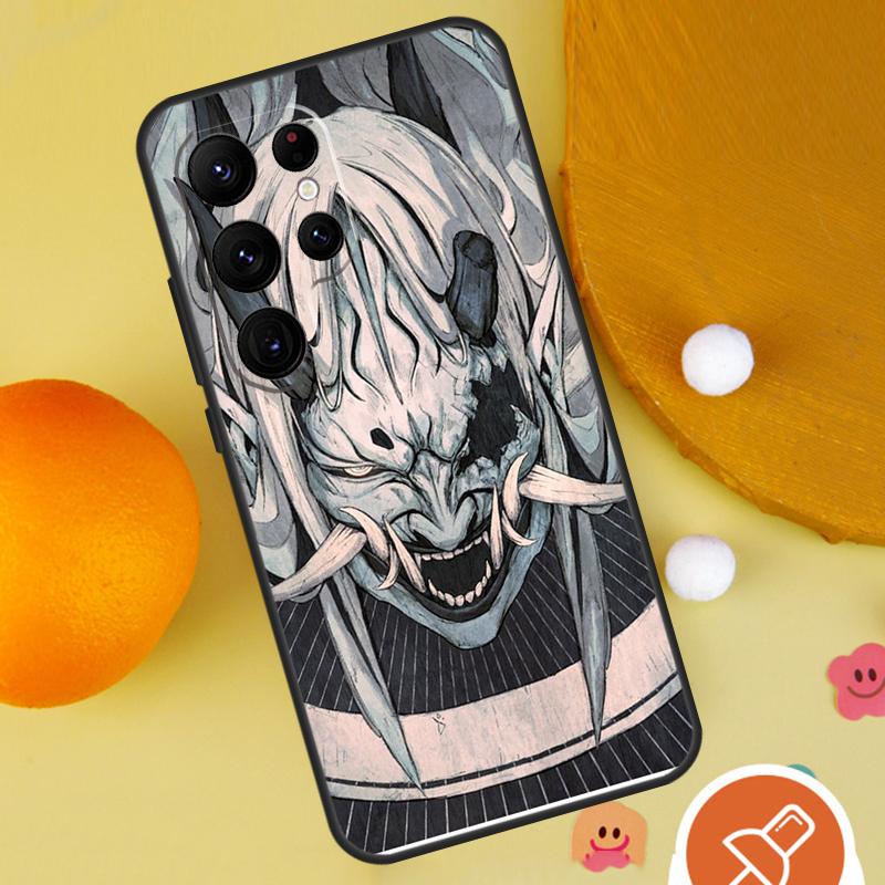 Samurai Oni Mask Phone Case For Samsung Galaxy S25 Ultra S24 S23 S22 Ultra S9 S10 S20 Plus S21 FE Funda Cover