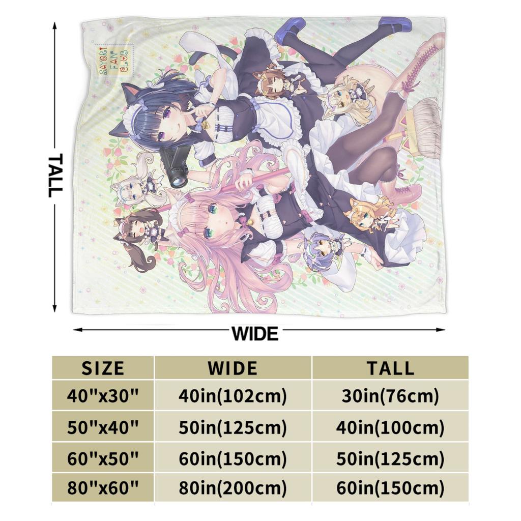 Shigure Minaduki and Fraise Nekopara Anime Blanket Flannel Funny Soft Throw Blankets for Bed Sofa Autumn/Winter
