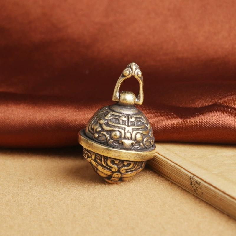 1Pcs New Vintage Brass Taotie Pure Copper Gluttonous Bell Car Key Chain Pendant Small Pendant Men And Women