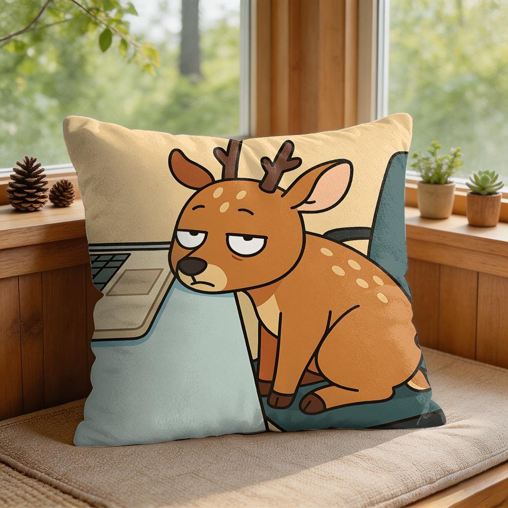 Hard Work Animal Cute Cushion Cover Silky Short Plush Invisible Zipper Dustproof Sofa Pillow Case For Home Decor