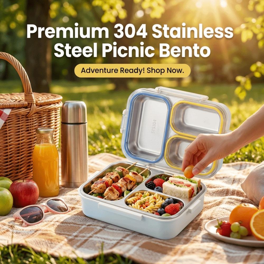 Divided Lunch Box Food Grade Leakproof Storage Box Portable Camping Food Container Student Worker