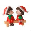2pcs Christmas Couple Figures Miniature Ornament DIY Art Figure for Lovers