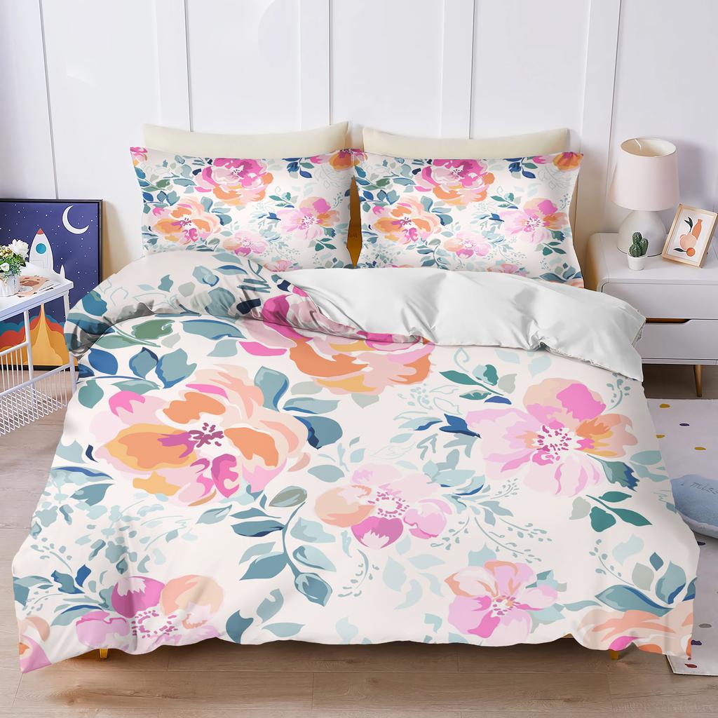 Pflanze Niedliche Blumen Bettbezug Floral Zuhause Kissenbezug Set Schlafzimmer für Erwachsene 203X228Cm Größe Kinder Bettdecke Bettwäsche