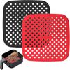 Reusable Air Fryer Liners Silicone, 8.5 Inch Square Non-Stick Basket Mats Accessories, Bamboo Steamer Liners