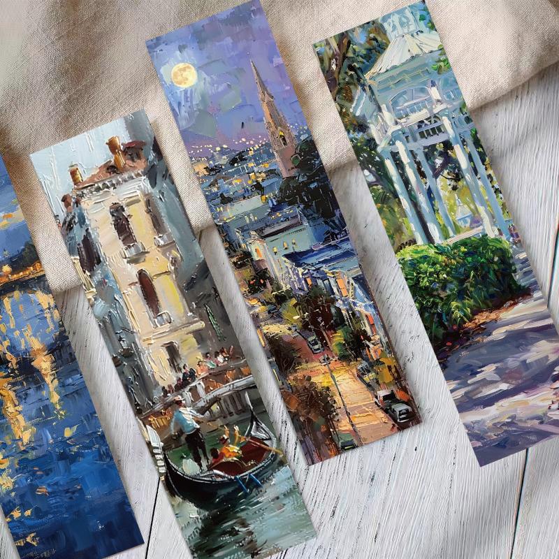 30 STÜCKE Ölgemälde Landschaft Lesezeichen Zimmer Laptop Hintergrund Wanddeko Gepäck Ästhetische Dekorationen Kunst Bildkarte Lesezeichen