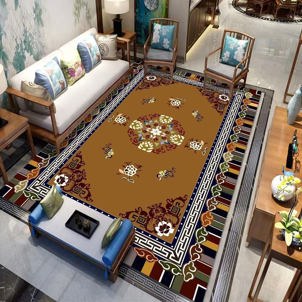 New Chinese Style Living Room Carpet Retro Anti Slip Sofa Coffee Table Carpet Resistant To Dirt and Easy To Maintain