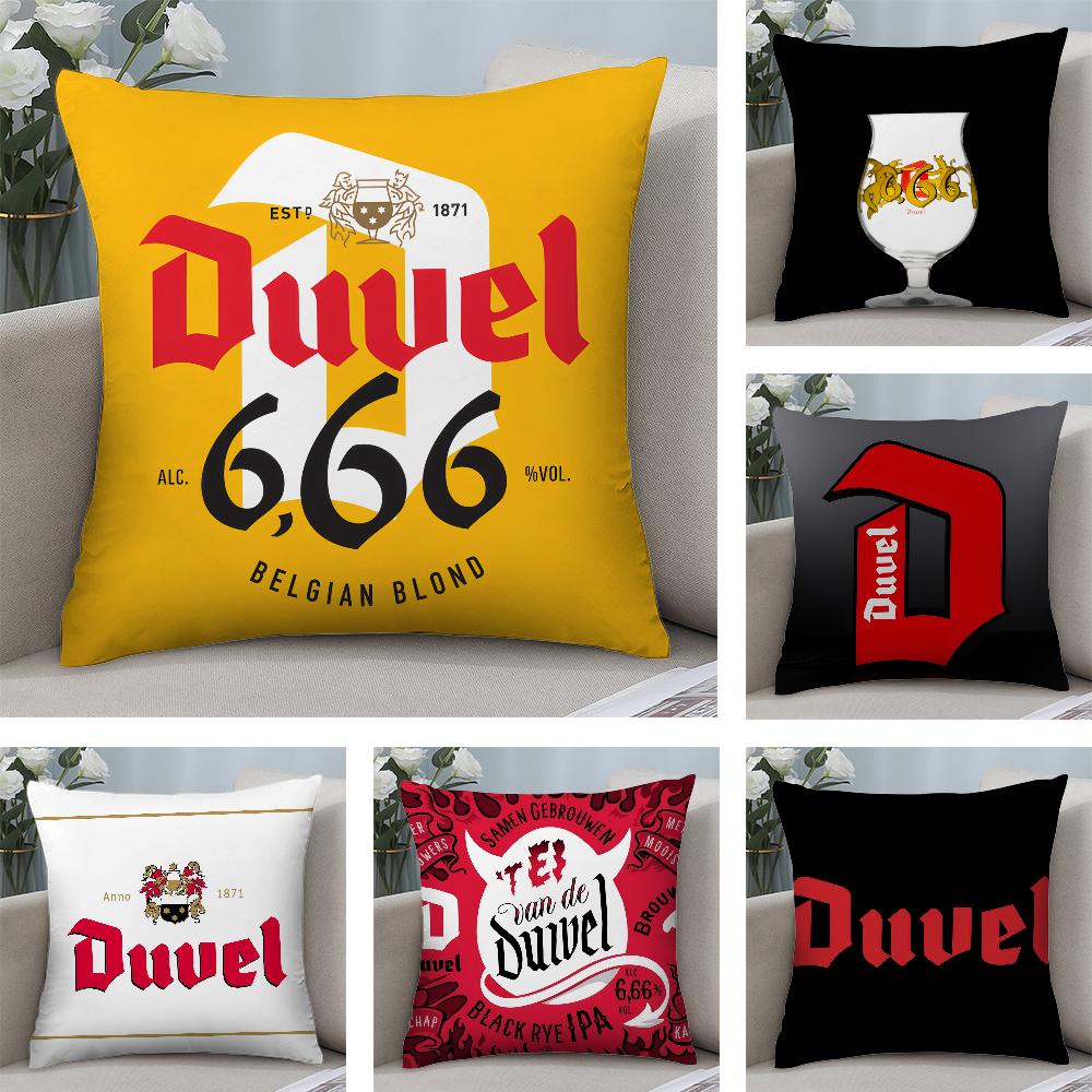 D-Duvel Beer Design Pillow Case Short Plush Pillow Covers Sofa Decorative Gift Home Double-sided Printing Cushion Cover