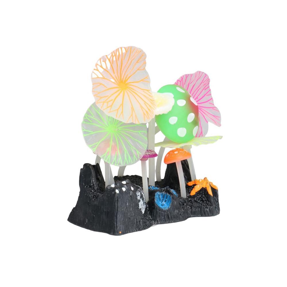 Sucker Fluorescent Aquarium Water Grass Simulation Mushroom Fish Tank Ornament Artificial Plants