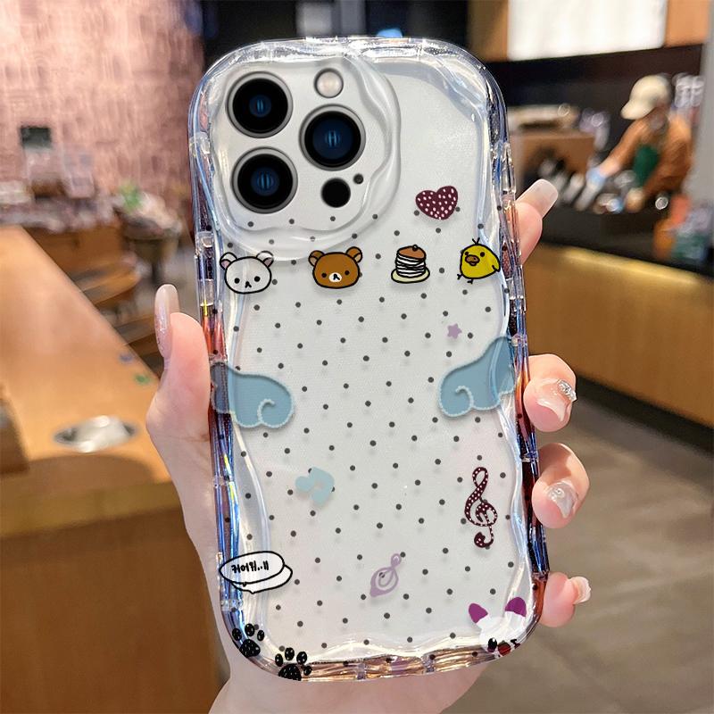 

Japanese Cartoon R-Rilakkuma Wave Case for iPhone 17 Air 16 E 15 14 Plus 13 12 Mini 11 Pro Max Silicone Shockproof Covers Funda iPhone 11 Pro
