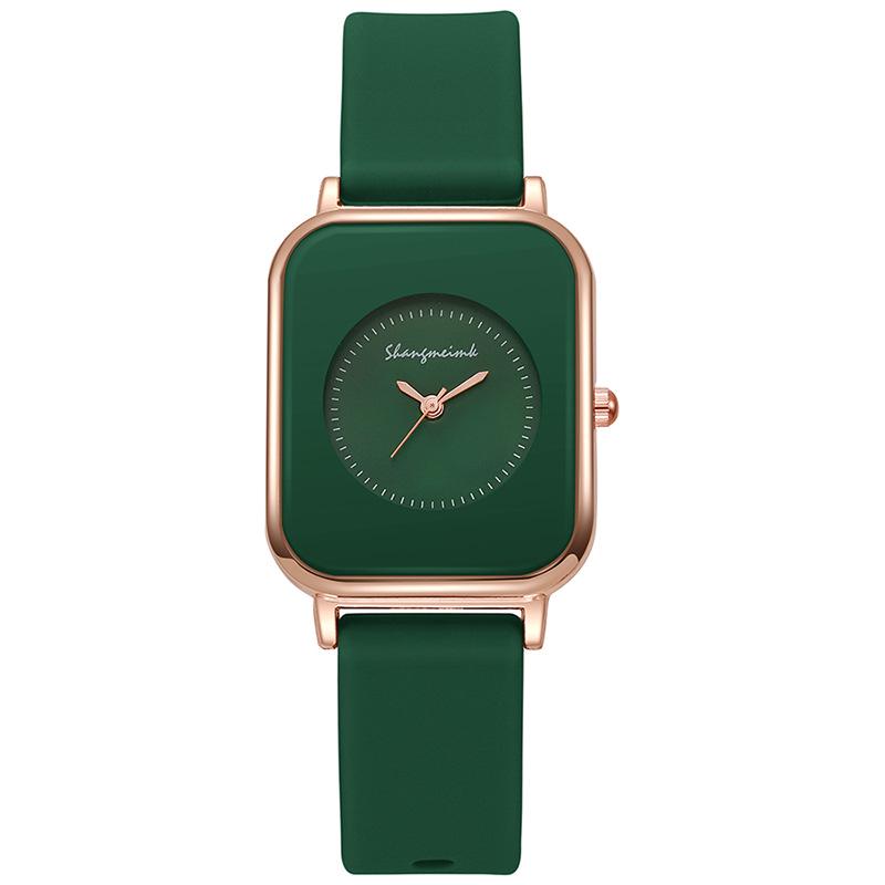 Student Women's Casual Quartz Watch with Square Face and Silicone Strap