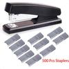 Desktop Staples 4.8 Inch Labor Saving Black Stapler For 20 Sheets Capacity With 500 Pcs No.12 Staples Black