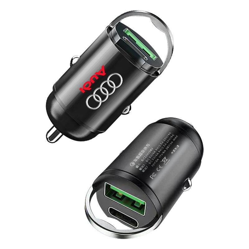 Mini Car Charger 12-24V Lighter Fast Charging Car USB Type C Charger For Audi TT Q3 Q5 Q7 Q8 B5 B6 B7 B8 B9 Q7 8P 8V 8L A3 A4 A5 A6 A7 A8 8L R8