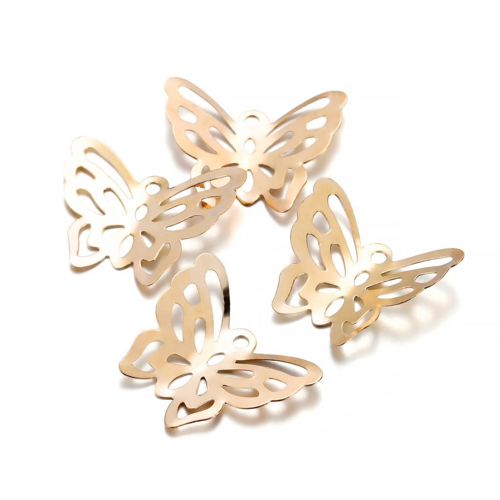 100Pcs/Lot Butterfly Small Charms Necklace Filigree Wraps Pendants Earring Connectors For DIY Jewelry Making Accessories