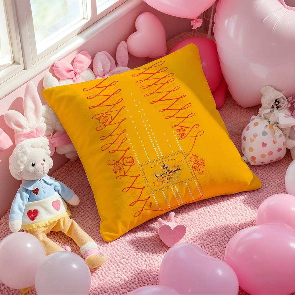 Luxury Fashion V-Veuve C-Clicquot Pillow Case Comfort Sofa Bed Silky Elegant Invisible Zipper Custom Decorative Cushion Cover