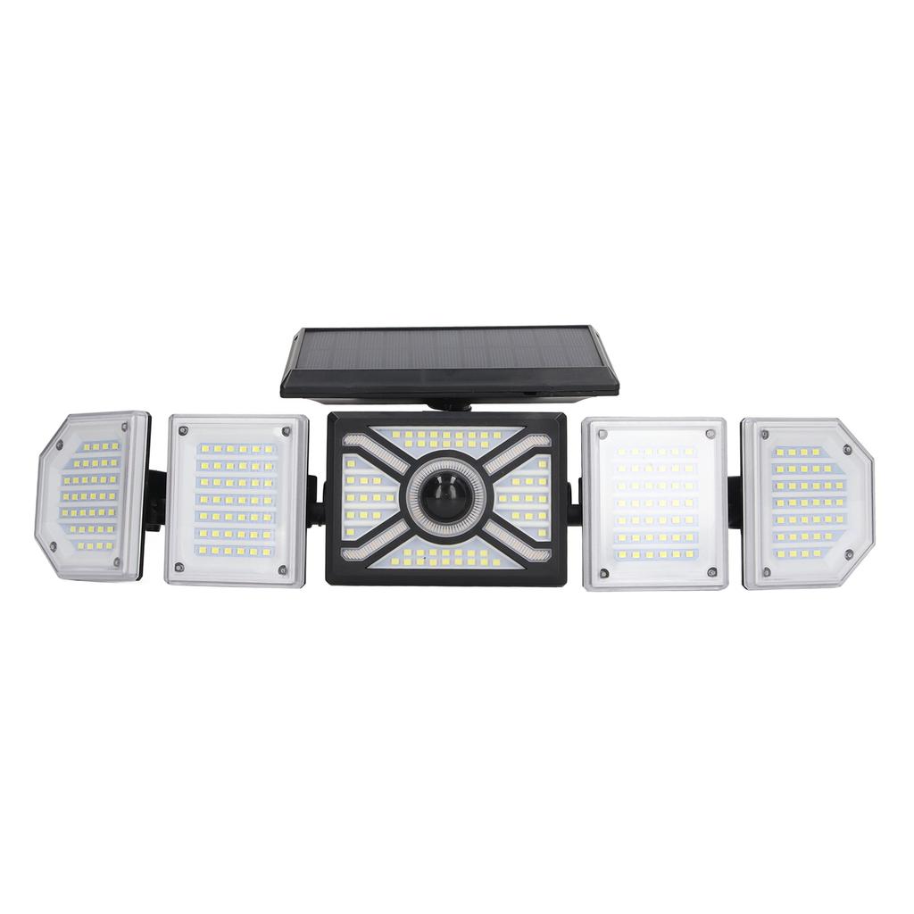 LED Solar Outdoor Street Light 5 Flexible Head IP65 Waterproof 3 Working Modes Remote Control Solar