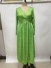 2025 European-American Long Sleeve Printed Maxi Dress with Pockets - Autumn/Winter Collection