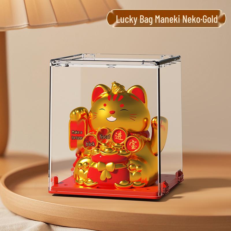 Solar Mini Waving Cat Model - Automatic Shaking Hand Ornament for Office, Desk, Car, or Gift