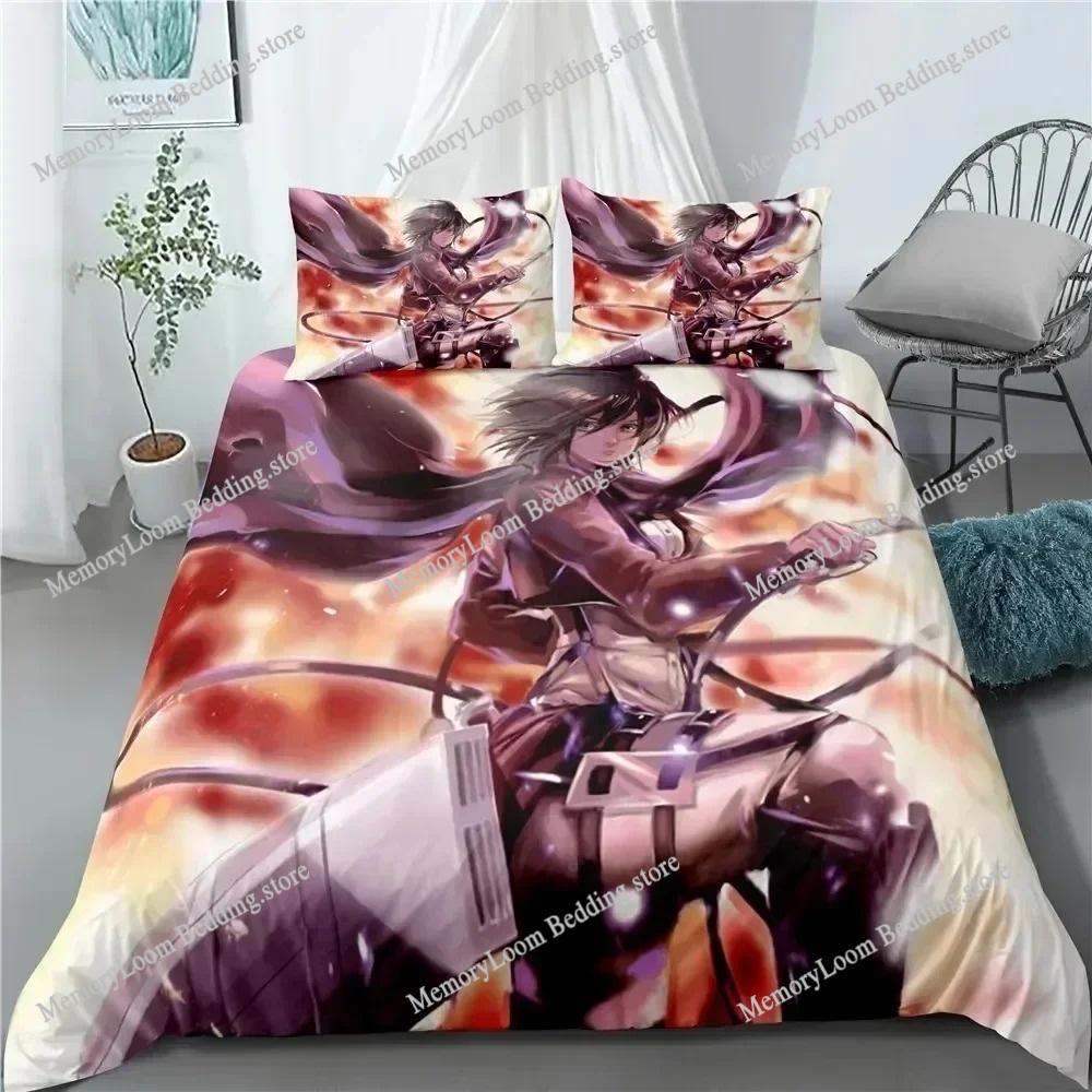 Anime Attack On Titan Home Textile Pillow Case 3D Print Bed Polyester Kids Comforter Bedding Sets for Home Textiles